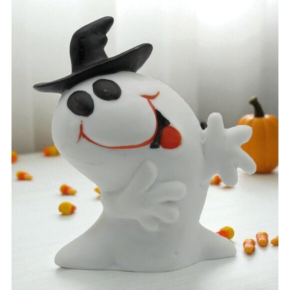 Vintage UCAGCO Taiwan Ceramic Ghost Figurine Witch Hat Retro Halloween Spooky - Picture 1 of 7